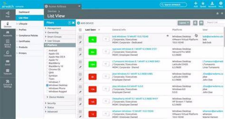AirWatch Mobile Device Management - Reports & Attributes - Documentation for BMC Discovery content reference
