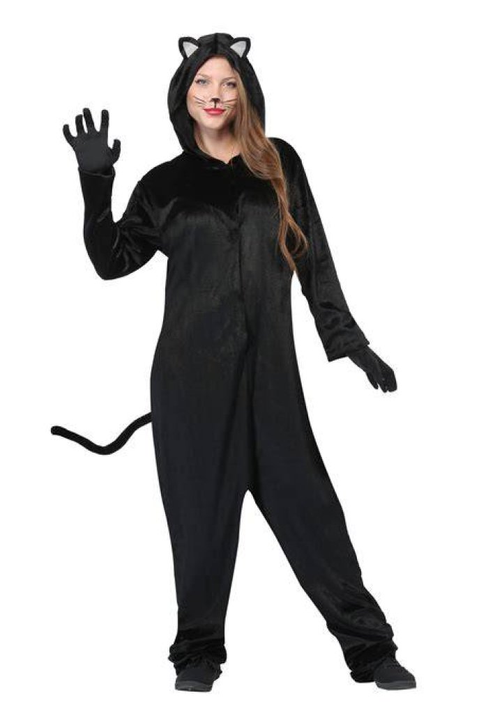 Black cat in halloween costume