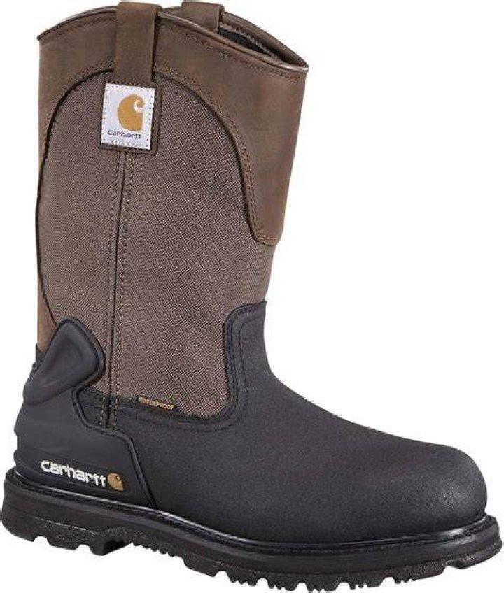 brown leather carhartt waterproof wellington boots for big calves