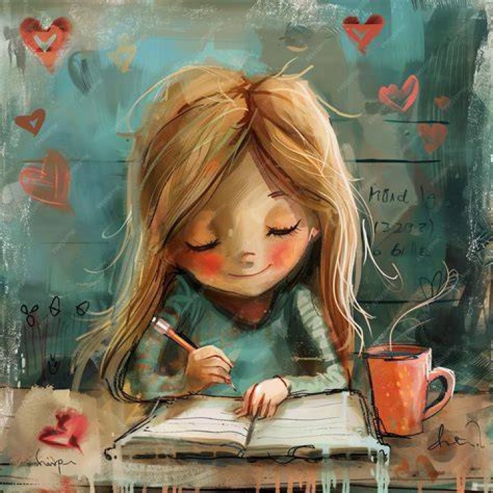 Girl writing in journal outside
