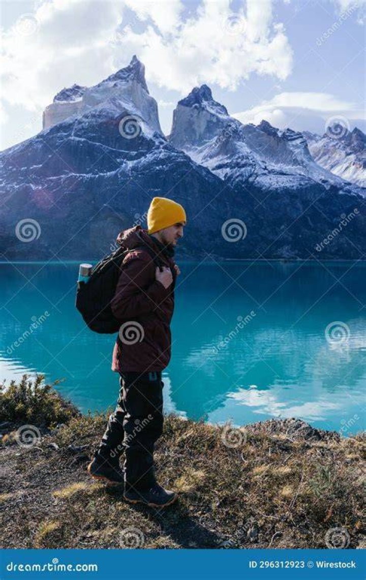Hiker in the Torres del Paine National Park, Chile