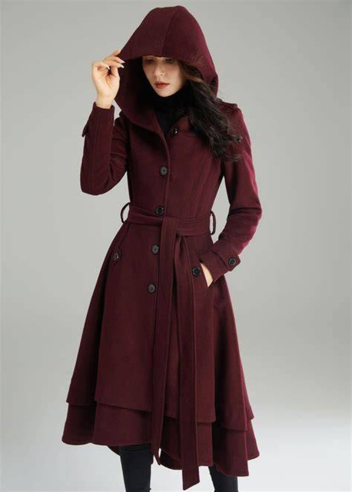 Hooded wool coat